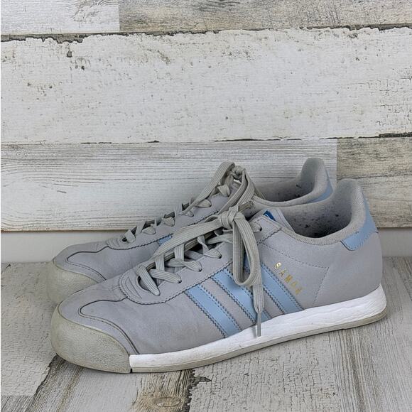 Adidas womens 8.5 SAMOA Running Shoe gray blue faux leather sneaker - Picture 1 of 7